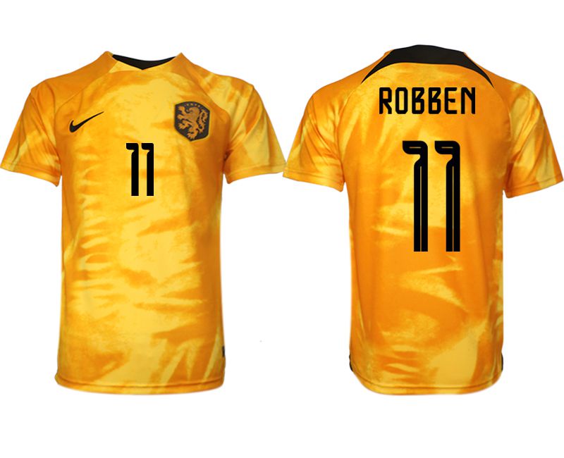 Men 2022 World Cup National Team Netherlands home aaa version yellow 11 Soccer Jersey